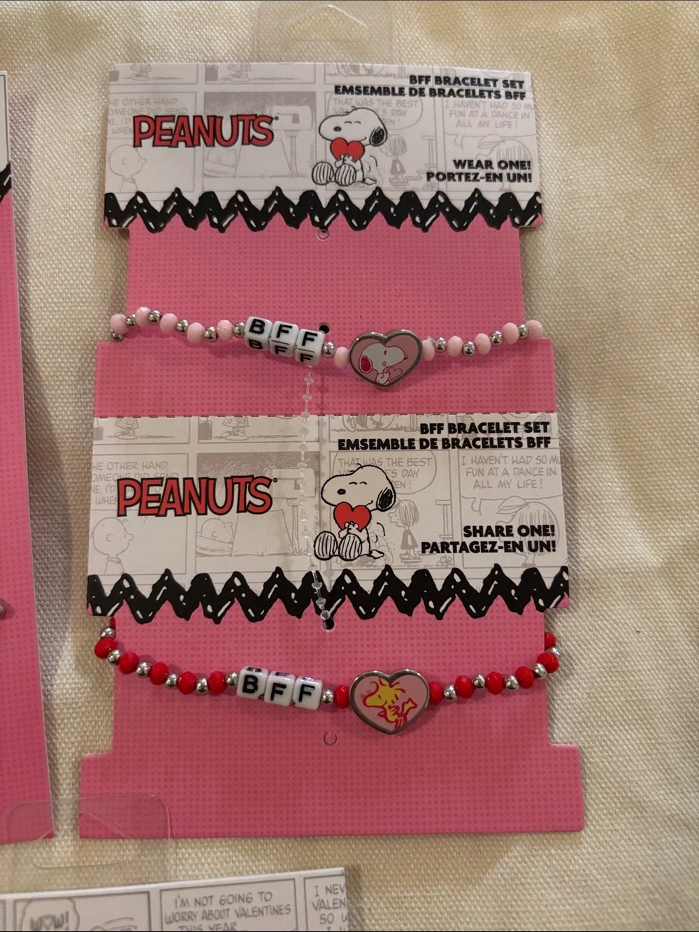 Peanuts Kids Jewelry Set – Pink, Red, White Snoopy & Woodstock Charms
